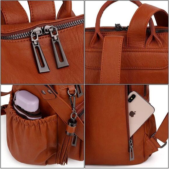 LMI Fashion Leather backpack-5 Tawny main image 5